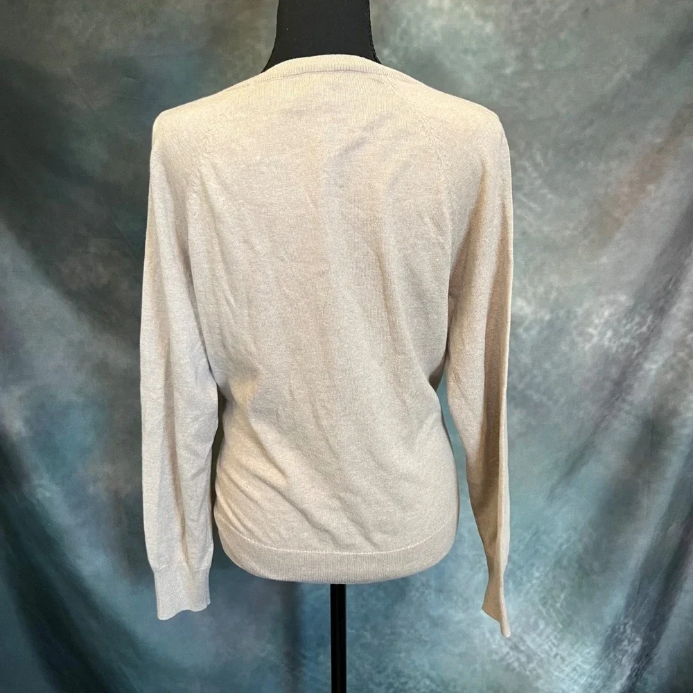 J. Crew The Cotton Cashmere‎ Sweater Long Sleeve Crew Neck Neutral Size Small